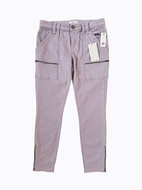Joie Park Skinny Cargo Jeans 28 Grey Lilac Zip Hem Ankle Utility Pants Y2K Chic